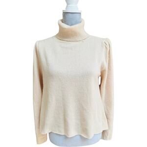 Ryan Roche 100% Cashmere Turtleneck Sweater Women’s Size M Cream Soft Knit
